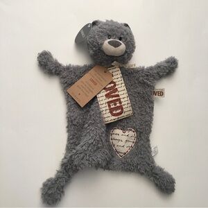 Gray "Loved" Bear Lovey Plush Heart Detail NWT | Demdaco